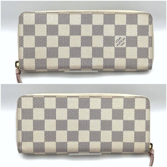 Authentic Louis Vuitton Damier Azur Clemence Zippy Wallet Rose Ballerine Pink - Picture 4 of 13